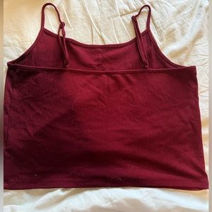 red ribbed crop tank top